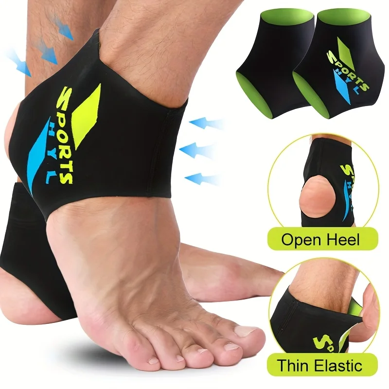 1 Pair - Thin Elastic Compression Sports Ankle Braces|Breathable & Comfortable Ankle Sleeves with Open Heel, Sleek Ankle Support