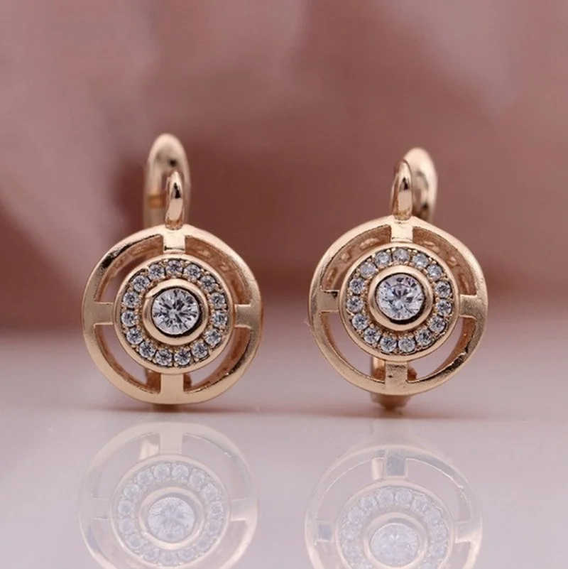 Fashion Exquisite Hollow Earring for Women Cute Girls Fine Birthday Friendship Jewelry Rose  Color Shiny Bling Earrings