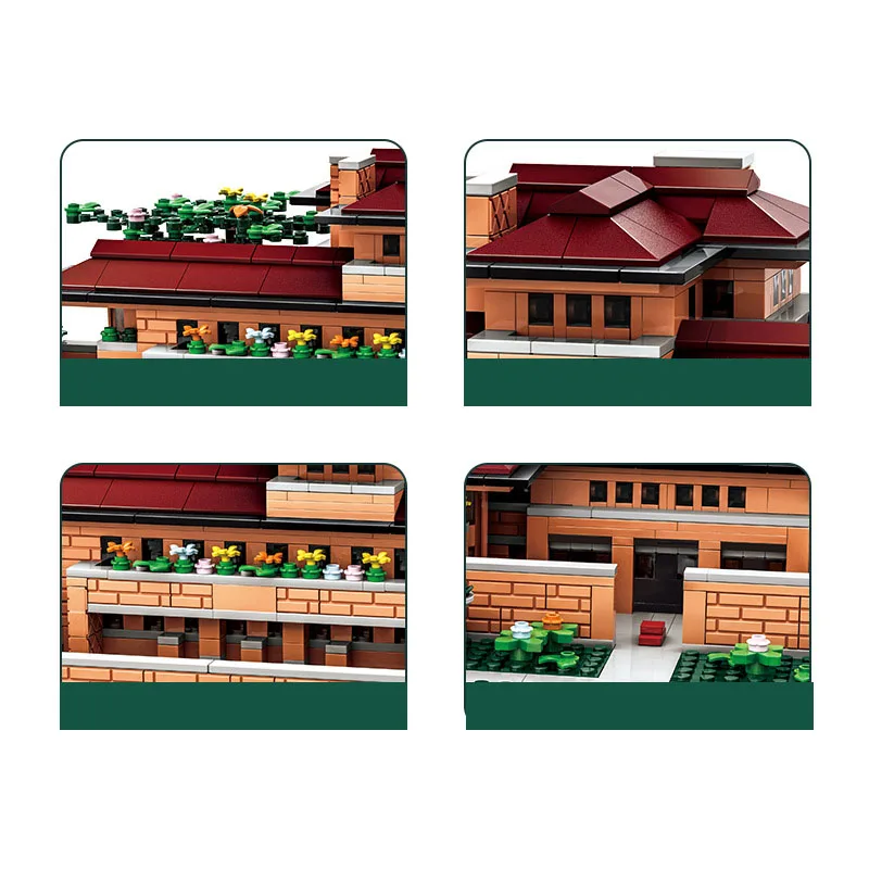 Creative Construction Modern Architecture Block Model United States Chicago Robbie House Building Brick Toys Collection For Gift