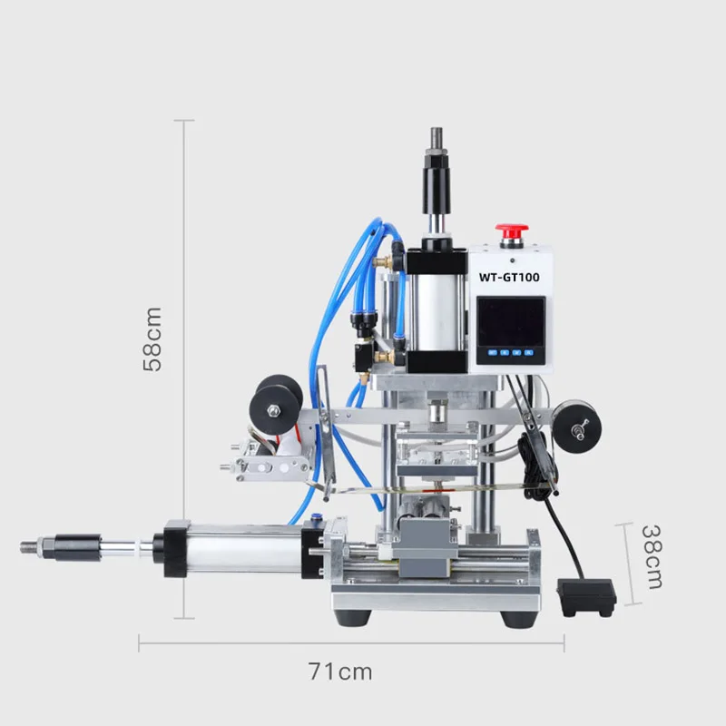 WT-GT100 Pneumatic Hot Stamping Machine Lipstick LOGO Foil Press Round Stick Stamp Machine with Double Cylinder