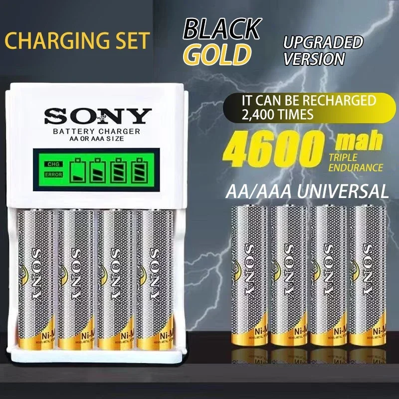 Sony-batería recargable de gran capacidad, pila de 1,2 V, AA, AAA, 4600mAh, puede reemplazar a la batería de 1,5 V