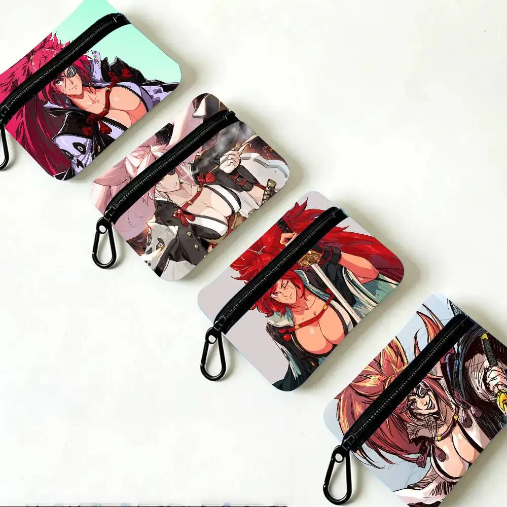 Baiken Fighting Game G-Guilty Gear Oxford Fabric Wallet With Zipper, Hanging Multifunctional Bag For Credit Cards, Keys, Coins