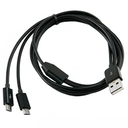 1m USB 2.0 typ męski do 2 Micro USB 5 Pin męski Splitter Y synchronizacja danych i złącze do ładowania kabel Adapter czarny