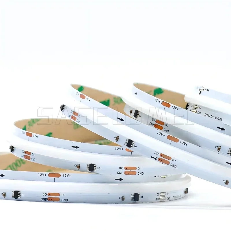 Full Color DC12V 24V Flexible Pixel LED Tape 576LEDs 10mm FOB COB SPI RGBIC IP20 LED Strip Light WS2811 Addressable for GameRoom