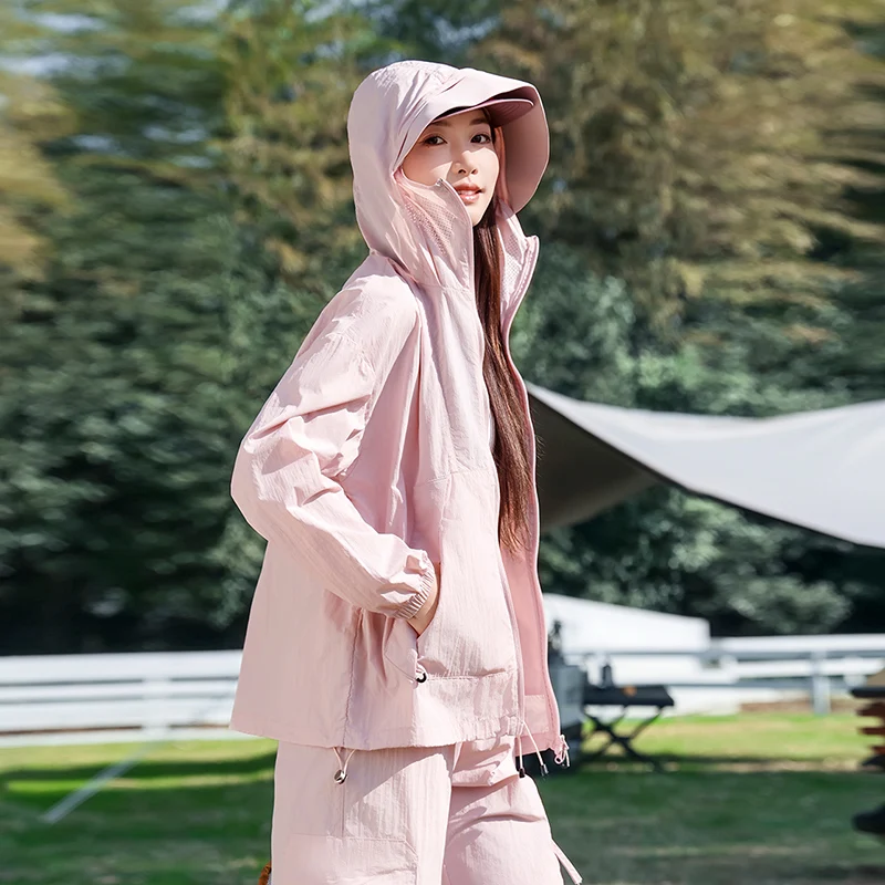 Leichte Sonnenschutzjacke für Damen, Sommer-Outdoor-Bekleidung mit UPF100+ Sonnenschutz, Eisseide Sport-Sonnenschutzjacke