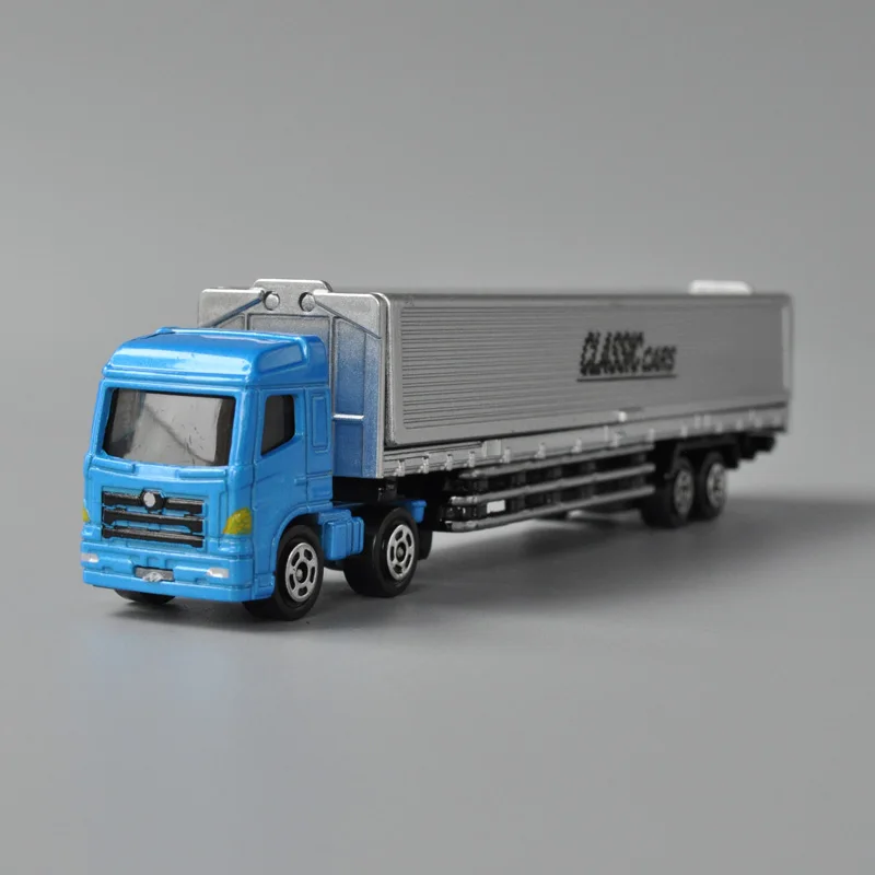 1:100 Scale Diecast Metal Model Truck Toy Tractor & Semi-Trailer Container Free Wheeling Miniature Replica