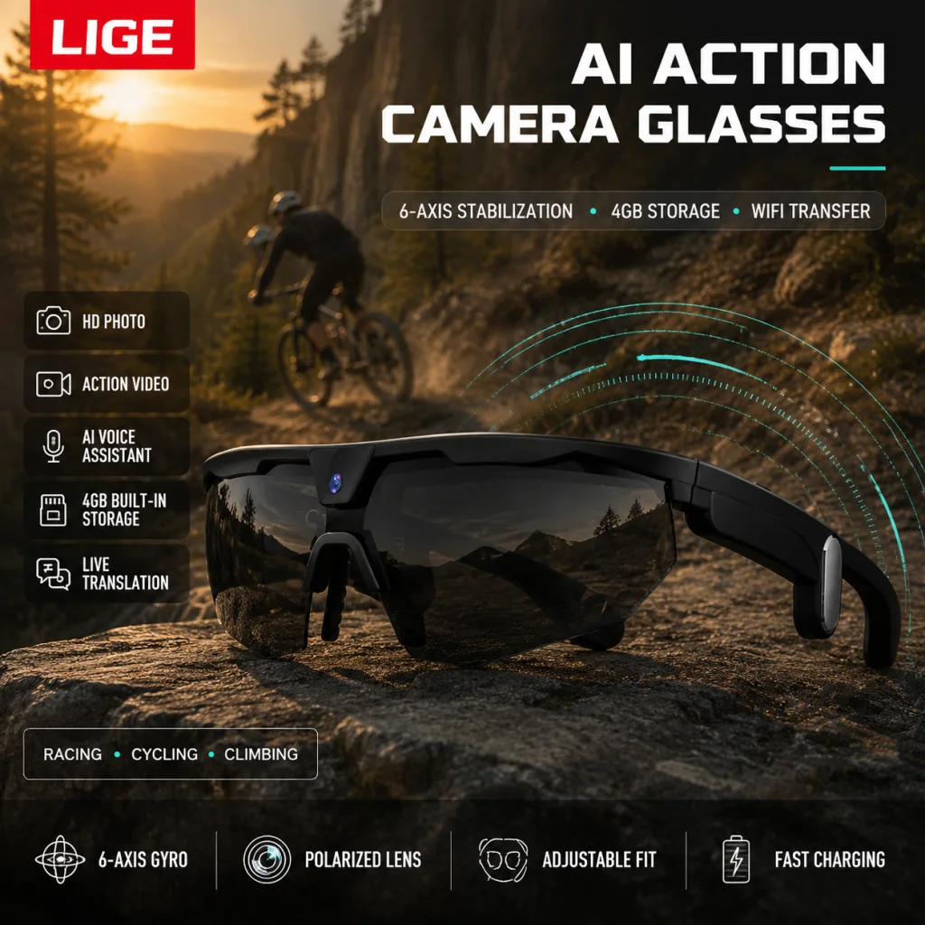 2026 New 4K Camera Cycling Smart Sunglasses Bluetooth Call AI Glasses Outdoor Bicycle Glasses Goggles Music Playback Eyewear Men