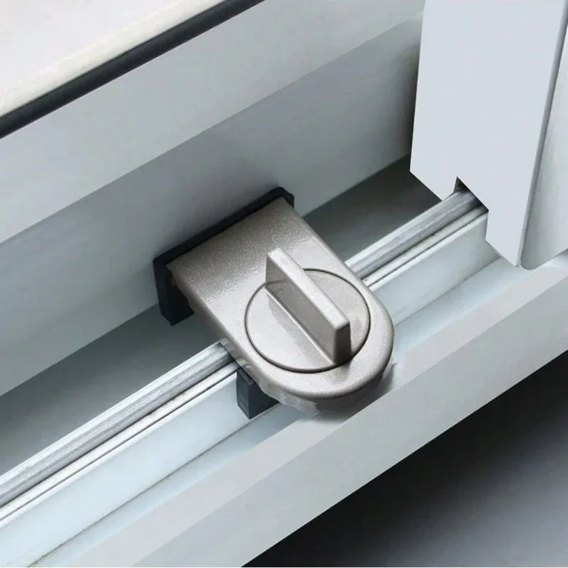 Aluminum AlloLy Window Safety Lock No-Drill Sliding Door Anti-Theft Adjustable Stopper for Home Child Safety Anti-Fall Limiter