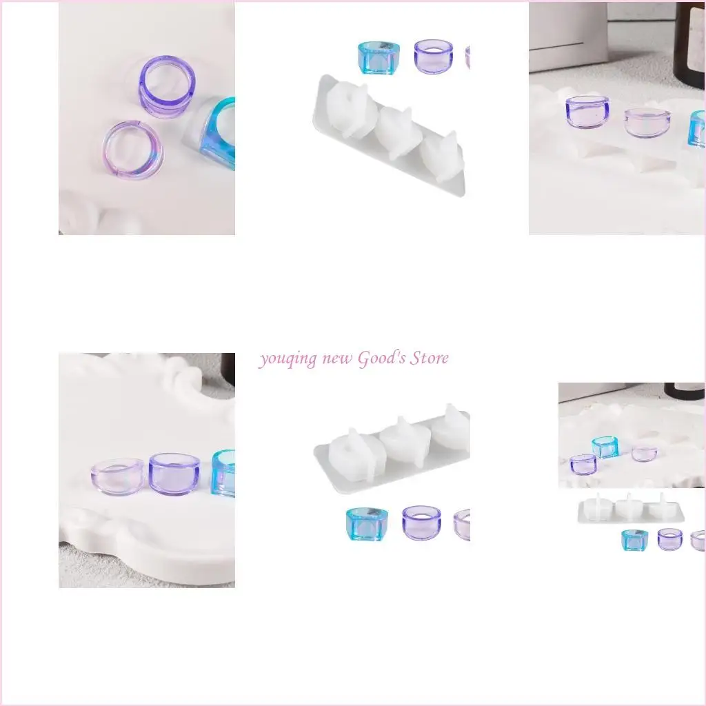 

57QA Triple Ring Silicone Molds for Resin Casting Handmade Rings Jewelry Crafting