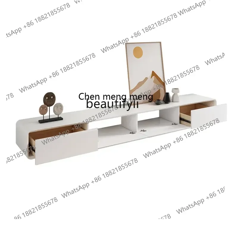 D178 Y zq Rounded Corner Hanging Wall-Mounted Solid Wood TV Cabinet Ultra-Thin Living Room Small Apartment Coffee Table TV Cabin