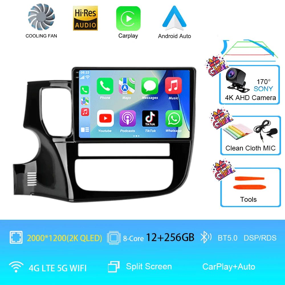 Android 16 Carplay autoradio voor Mitsubishi Outlander 3 GF0W GG0W 2012-2018 Multimedia Videospeler Navigatie Stereo GPS 2din
