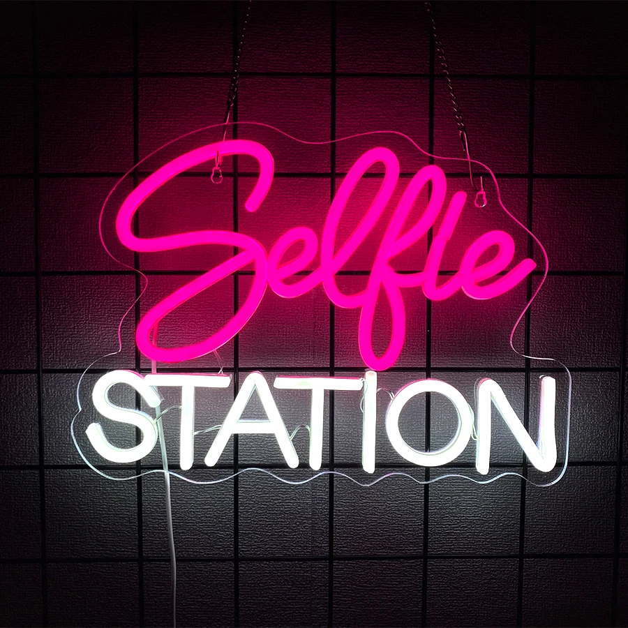 Selfie Station Led Neon Sign, Used For Wall Decor, Usb Powered, Photo Studio Bedroom Studio Photography Lover Room Party Gift.