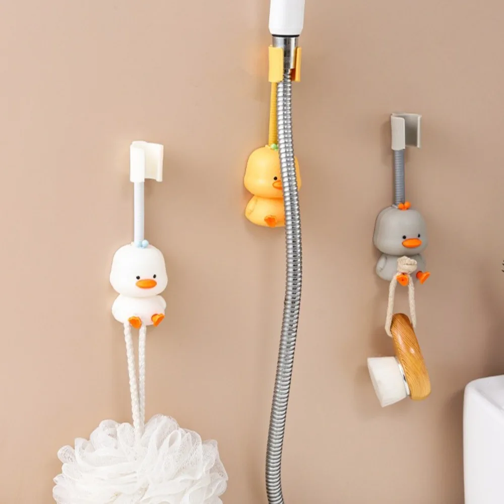 Duck Shape Shower Head Rack Cartoon Punch-free Shower Base Bracket Wall Hanging with Adhesive Back Shower Head Holder Universal