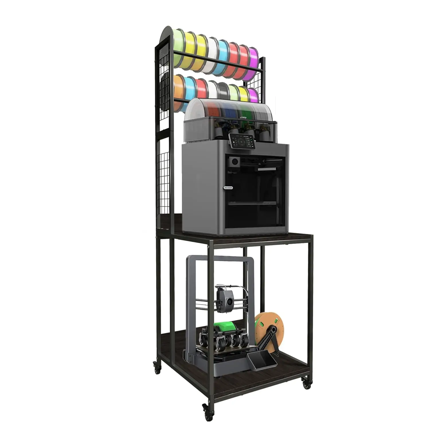

Double Layer 3D Printer Stand with Wheels, Heavy Duty Mobile Printer Table for Office Storage
