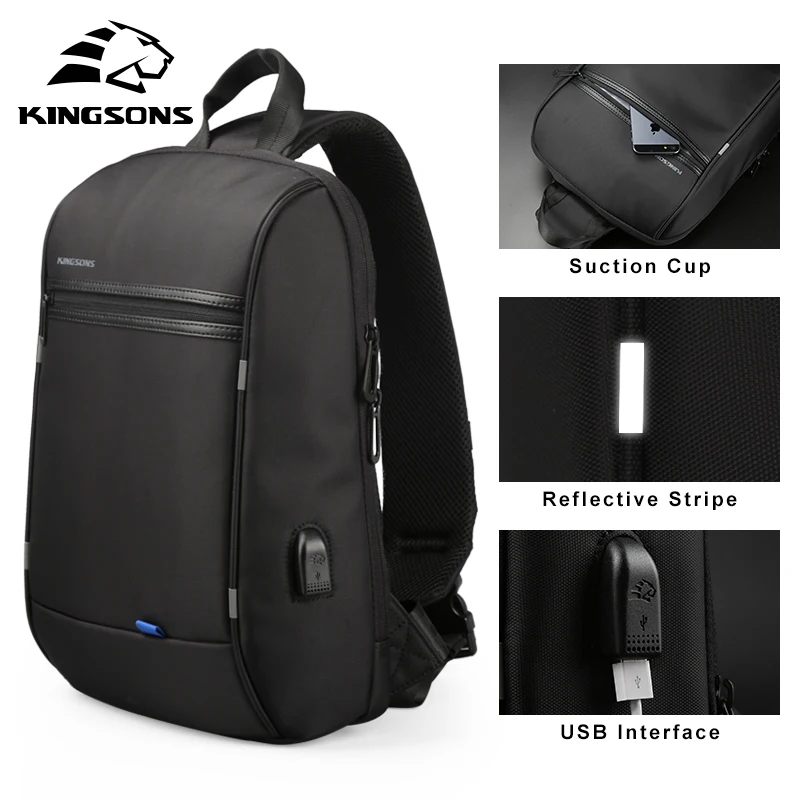 Kingsons Single Shoulder Bag Men Waterproof Laptop 13/13.3 inch Mini School Bags for Boys 2024