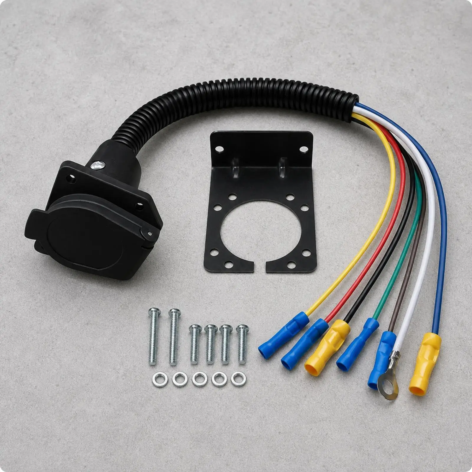 Trailer Light Wiring Connector 7 Way RV Socket with Coiled Cable for Volkswagen and Chevy Towing Vehicles