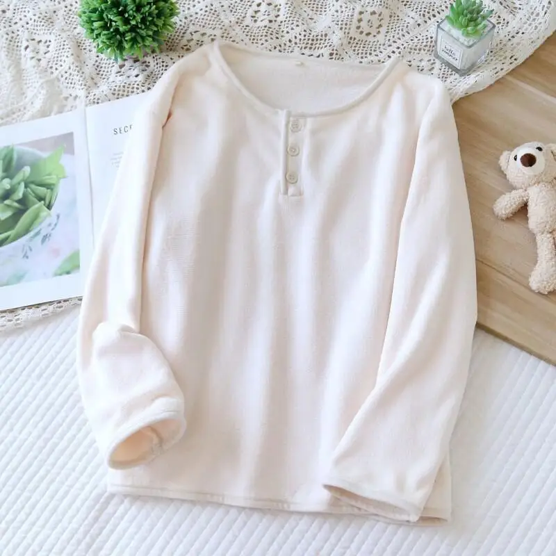 بيجامة نسائية قطعة واحدة ملابس نوم بأكمام طويلة طقم بيجامة للخريف والشتاء مبطن بالصوف المرجاني الصوف الدفء ملابس منزلية