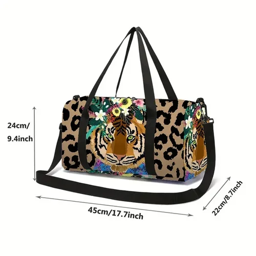 Imagen 2 del producto Bolsa de equipaje de gran capacidad con tigre de leopardo para niños y niñas, los mejores regalos, bolsas de viaje con dibujos animados en 3D, bolsa de Fitness al aire libre para niños