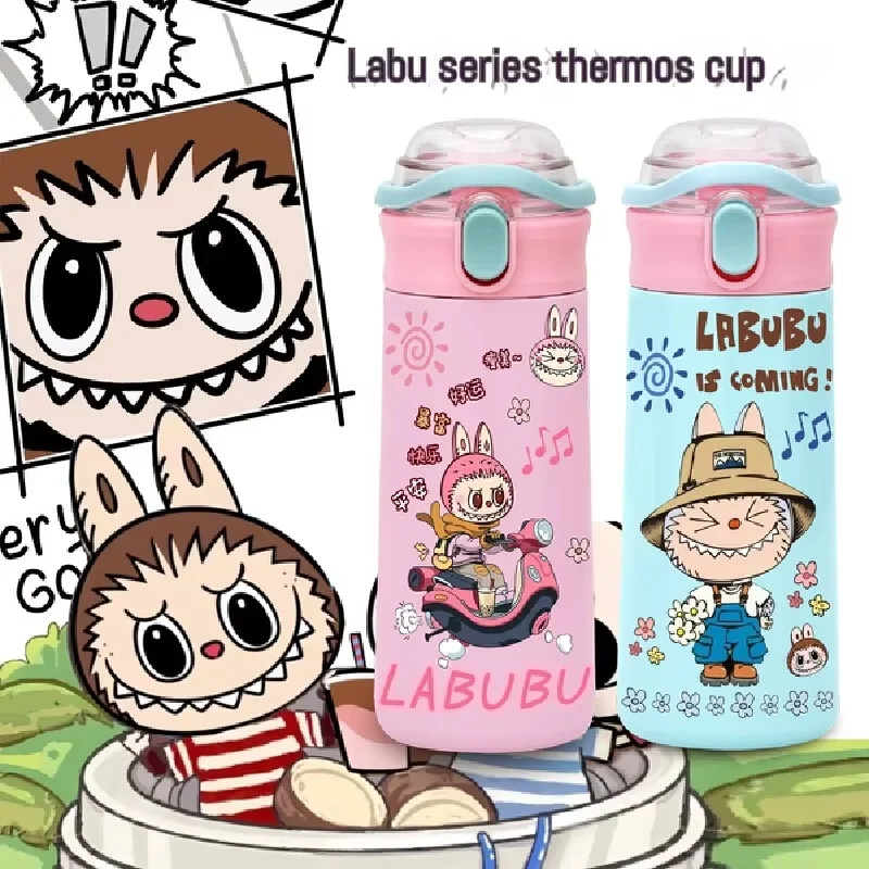 

Cute Cartoon Anime Peripheral Labubu Doll Model Student Thermos Cup Large Capacity Direct Drinking Portable Water Cup Gift