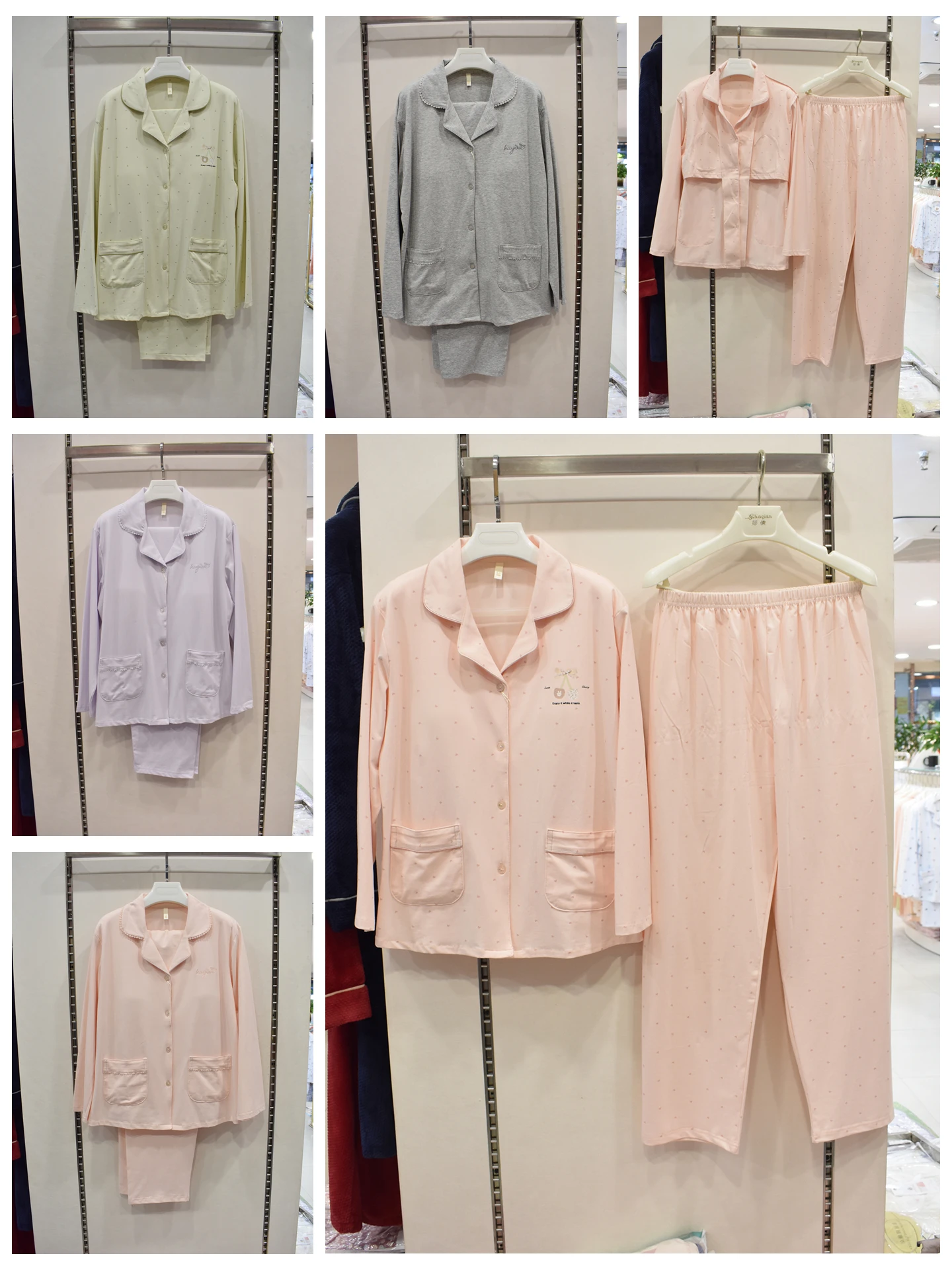 tagkita-women's-pure-cotton-sleepwear-set-long-sleeve-button-up-comfortable-soft-home-clothes-with-chest-pad-long-pants