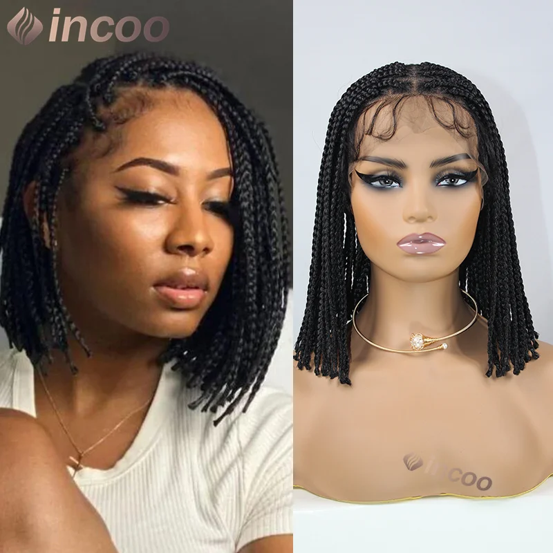 

10" Synthetic Lace Front Short Bob Braided Wigs Spring Twist Wigs Knotless Full Lace Twist Braided Wigs Passion Twist Braid Wig