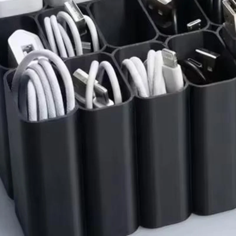 1/2Pcs 3D Printed Cable Storage Case 11/22 Grids USB Cord Storage Box Compartment Box Durable Reusable USB Cable Organizer