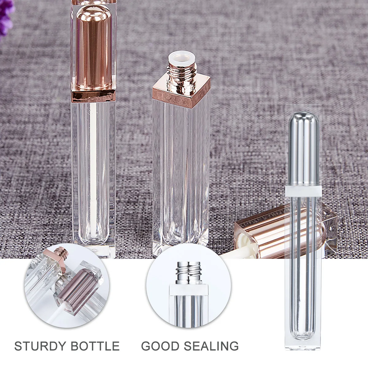 

10Pcs Plastic Lip Gloss Tubes Empty Refillable Lip Balm Bottles Portable Transparent Small Travel Makeup Containers