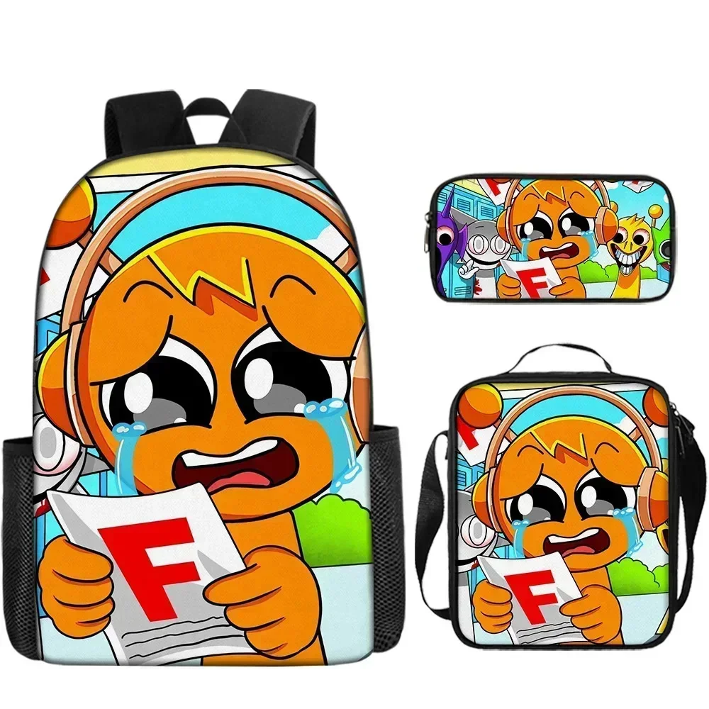 3 uds juego Sprunki Incredibox Oren Raddy Wenda mochila 3D bolso de hombro de dibujos animados para niños mochila de cumpleaños regalo de Navidad