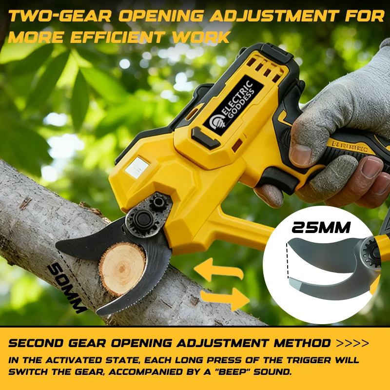 Electric Goddess Brushless 50mm Electric Scissors Cordless Fruit Tree Garden Electric Pruning Shear For Dewalt 20V Battery Pin ﻿