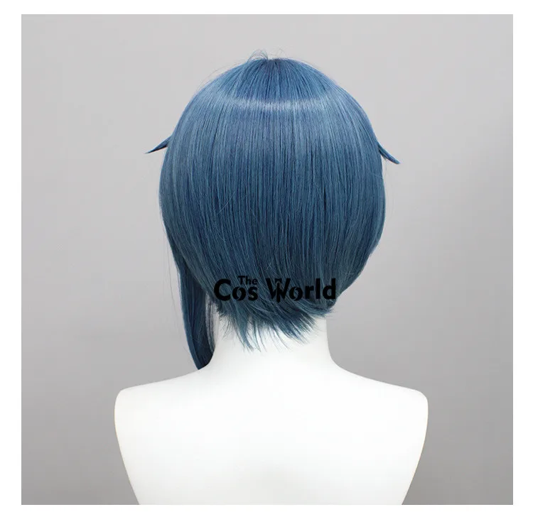 Genshin Xingqiu 35 cm kurze gerade Spiele Cosplay Perücken Faser hitzebeständiges Kunsthaar + Perückenkappe