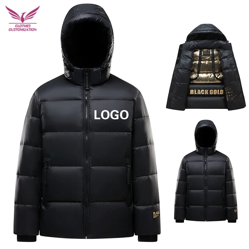Men's down Jacket custom logo Winter Lightweight padded jackets men's down jacket woman Hooded Short Bread Warm Duck down Coat