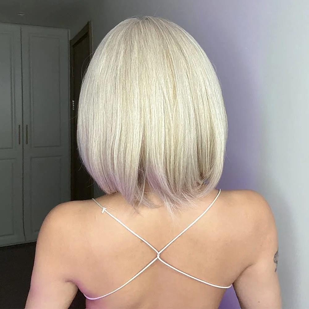 HAIRJOY Synthetic Hair Blonde Bob  Short Wig with Bangs for Women Daily Party  Wigs