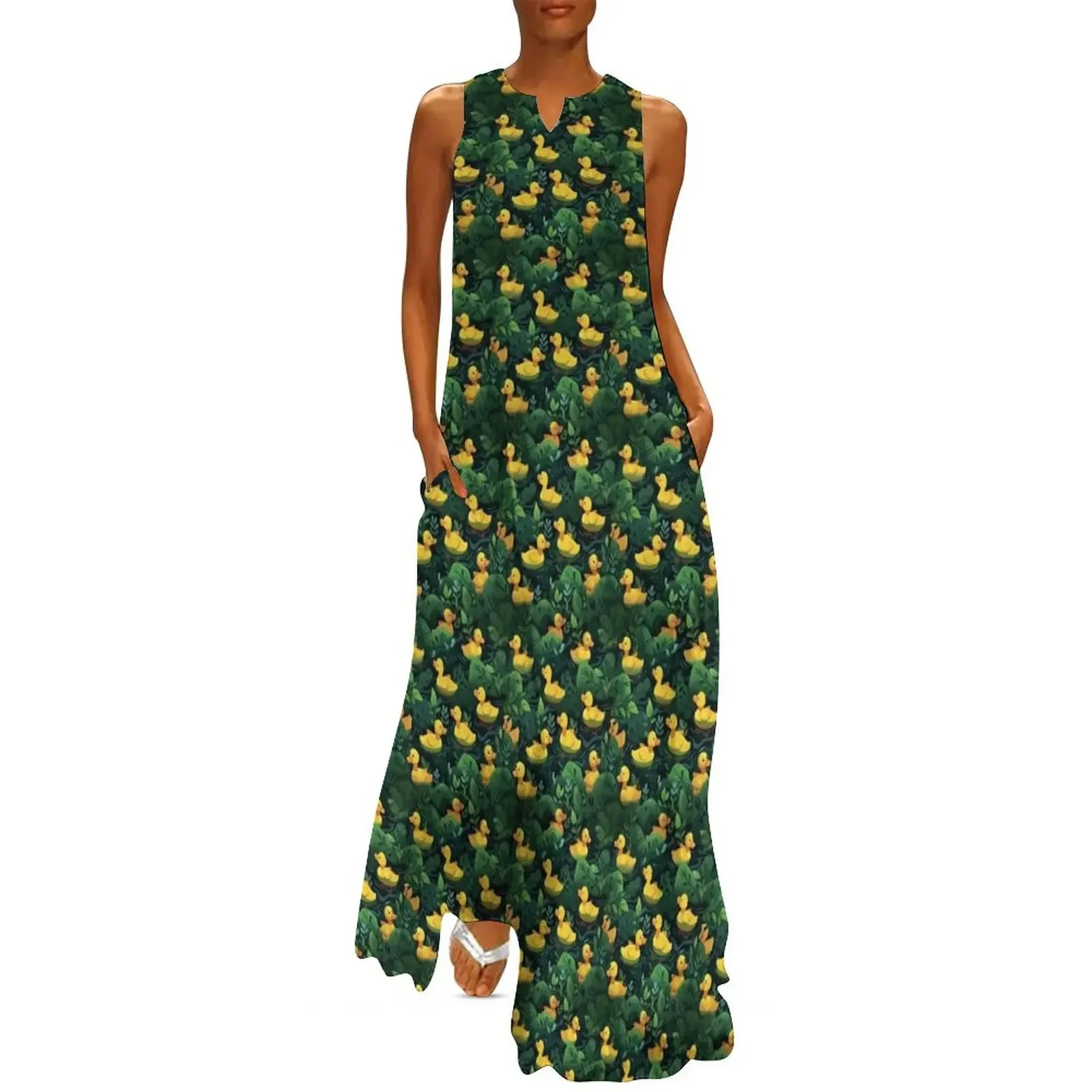

Yellow Ducks Family Long Dress party dress women elegant luxury Cocktail of dresses dress for women