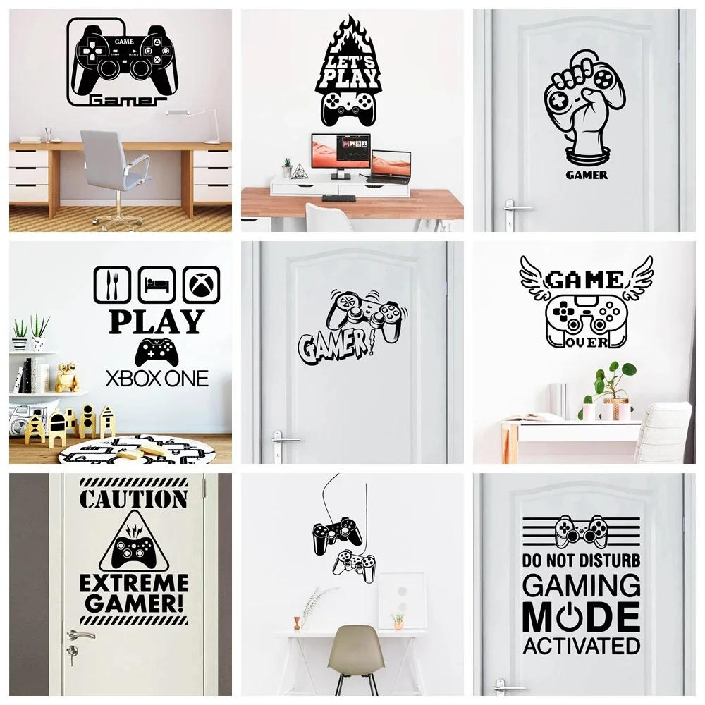 Large Gamer Vinyl Wall Sticker Game Room For Kids Baby Room Decoration Gaming Boys Decor Wall Decals Poster Wallpaper Mural