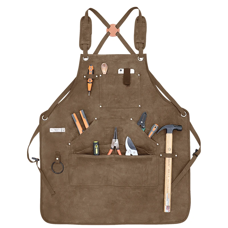 New Durable Thick Canvas Apron Waterproof And Oil Proof Carpenter Electrician Auto Repair Work Clothes Picnic Barbecue Apron