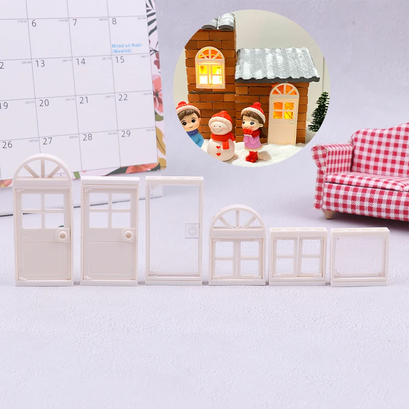 1/12 Dollhouse Villa Plastic Doors and Windows Mini House Window Frame Model Decoration DIY Doll house Miniature Accessories