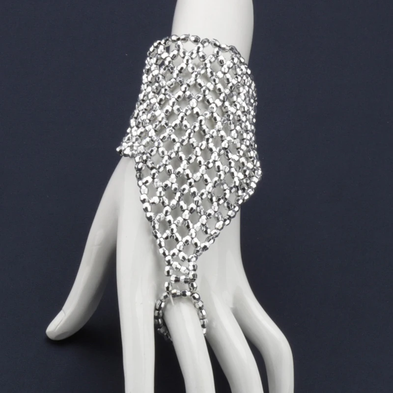 European and American Street Photography, Trendy and Popular Hand Jewelry, Fashionable and Personalized Design Beaded Mittens, F