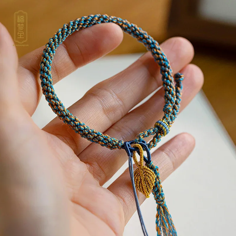 Hand-Woven Tibetan Hand Rope Charms Semi-finished Bracelet Rub Cotton Line Colorful Rope Woven Vintage Ethnic Style Decoration