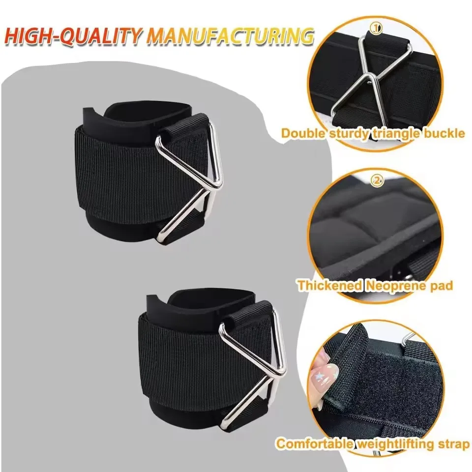 1 PC Robuste D-Ring Gewichtheber-Handgelenkriemen Verstellbare Deadlift-Riemen für Kabelmaschine, Fitnessstudio, Workout und Krafttraining – Detail 5