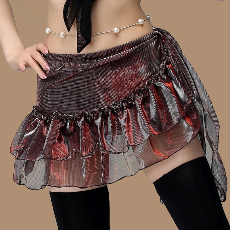 Customized Belly Dance Belt Practice Dress Mesh Ruffle Bottom Set Sexy Medium Color Waist Scarf Oriental Dance Hip Scarf