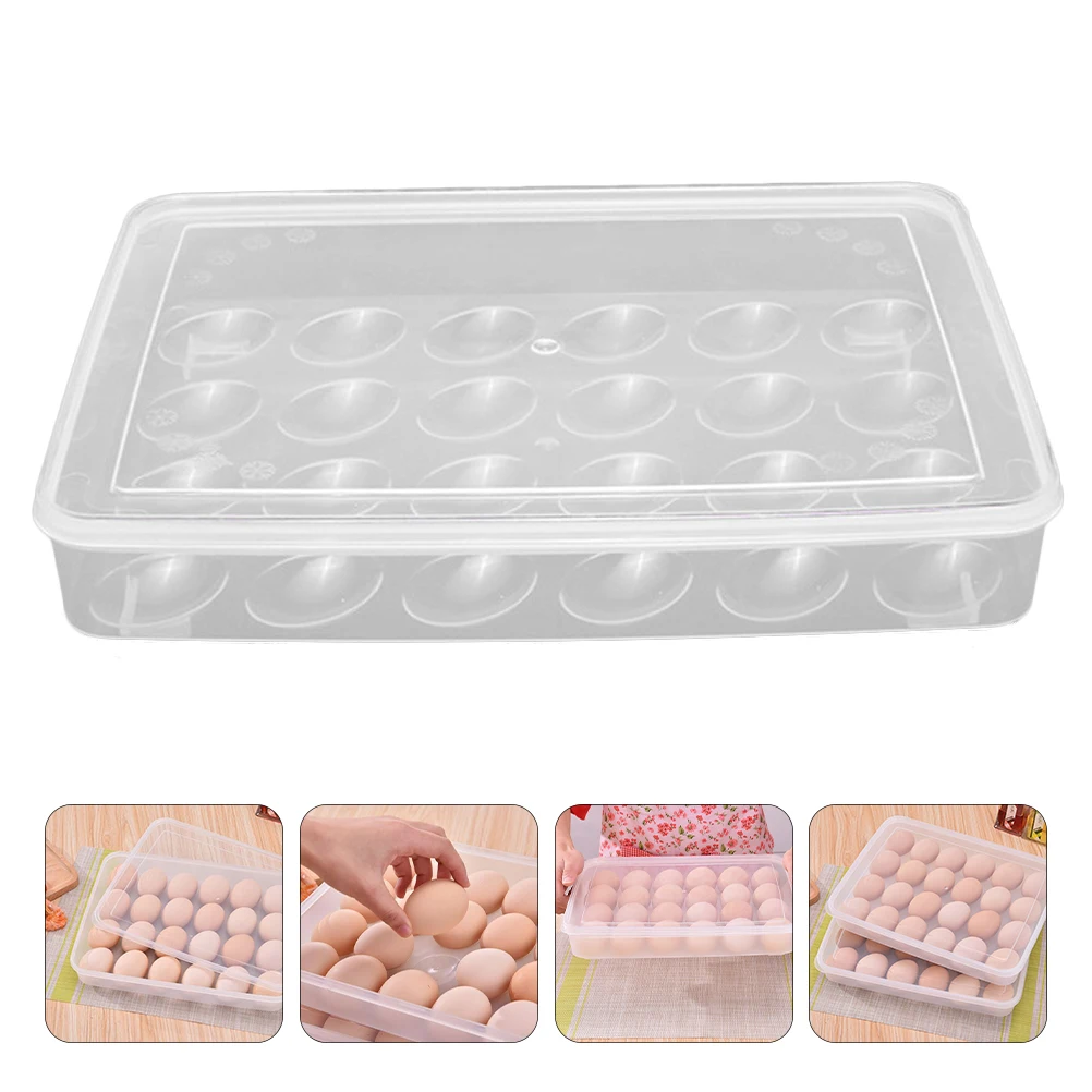 

2Pcs Egg Storage Box 24 Grids Protective Tray Compact Stackable Space Saver Plastic Kitchen ganizer Refrigerator Egg Holder