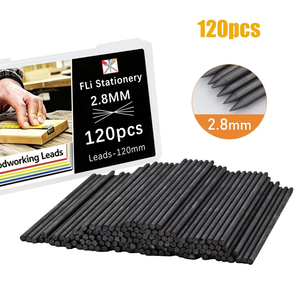 2,8 mm 120 Stück/1 Box Große Kapazität Schwarzer Holzbearbeitungsstift mit austauschbarer Mine, für Architekten und Schreiner, Stiftzubehör – Detail 7