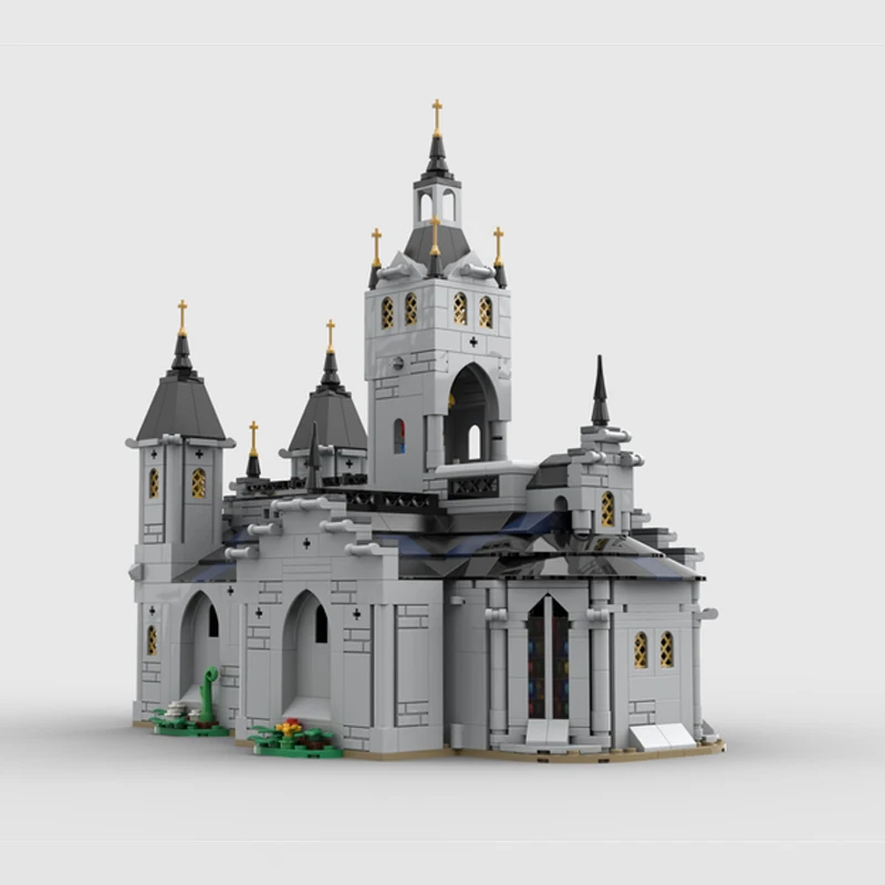 Conjunto de blocos de construção MOC de 1445 peças - modelo de igreja medieval, brinquedo de arquitetura criativa, presente de feriado ideal para amantes de histórico