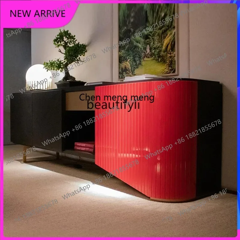 

Light luxury dining side cabinet, living room home floor storage, solid wood high-end TV, entrance cabinet H H