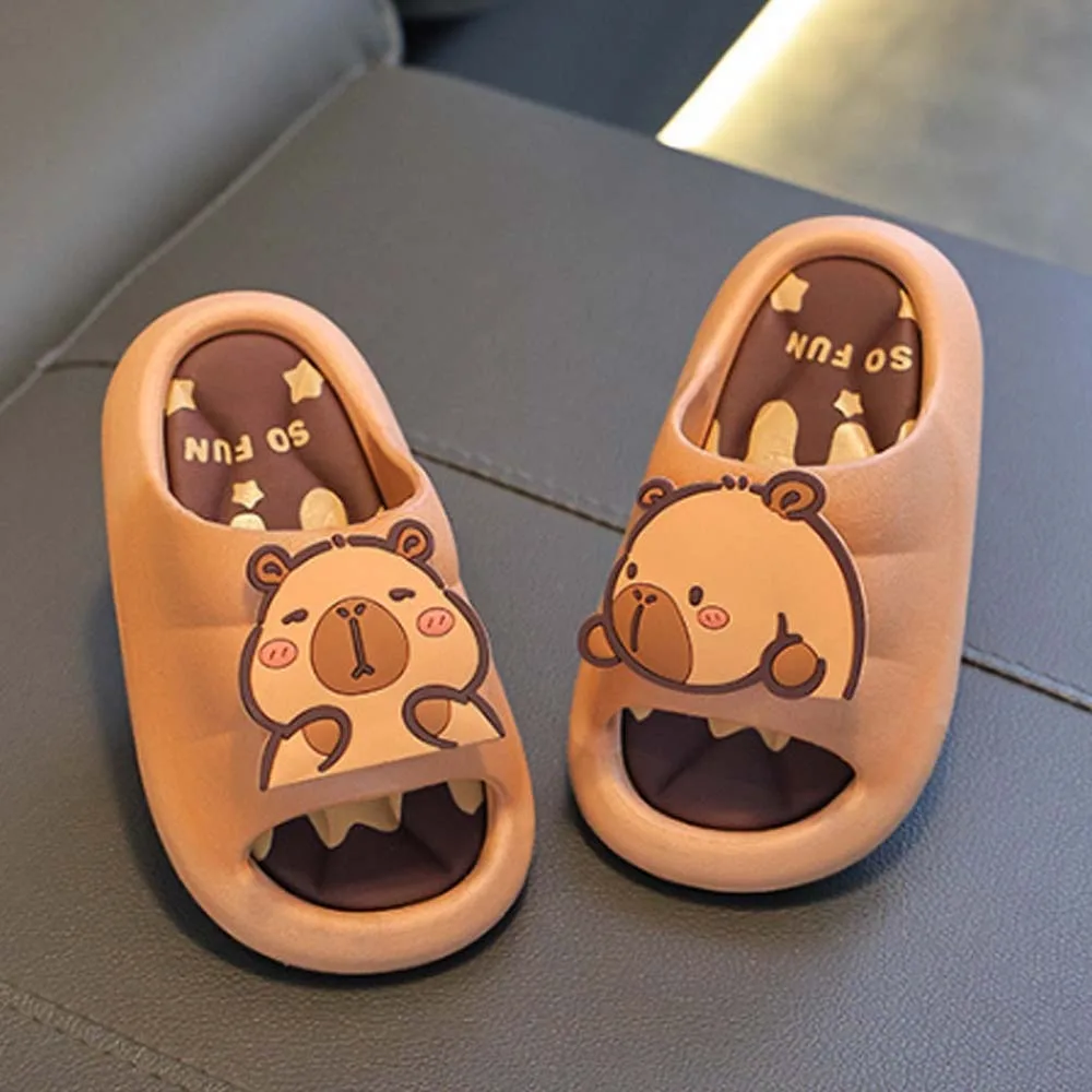 PVC Cute Capybara Slippers Anti-slip Soft Cartoon Animal Slippers Resilience Thickened Children's Bathroom Sandals Summer