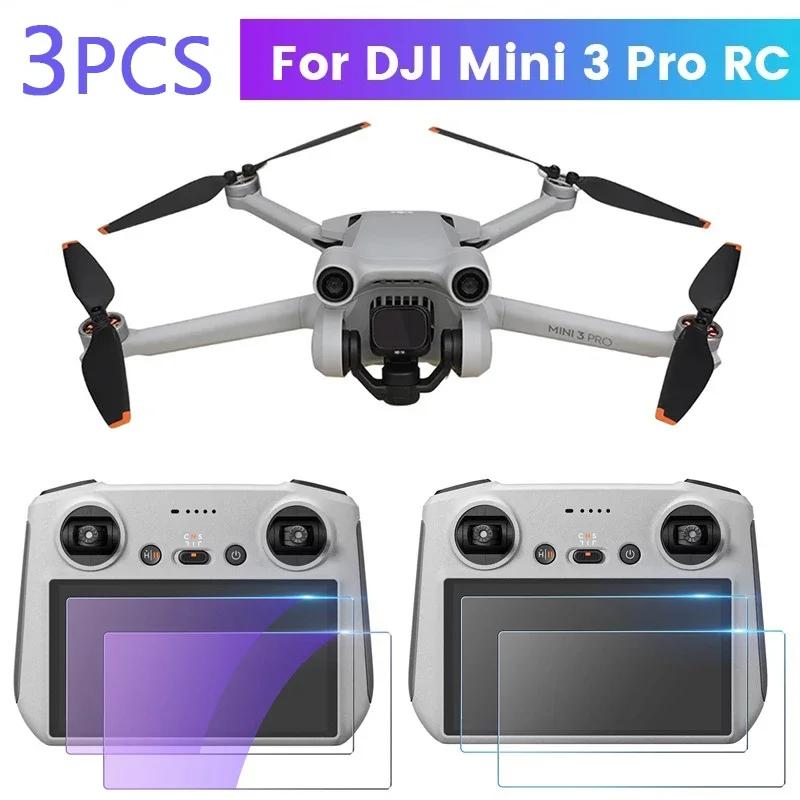 Film pelindung kaca Tempered HD untuk DJI MINI 3 PRO RC, Film pelindung kaca Tempered HD dengan layar kendali jarak jauh, Aksesori Film tahan ledakan