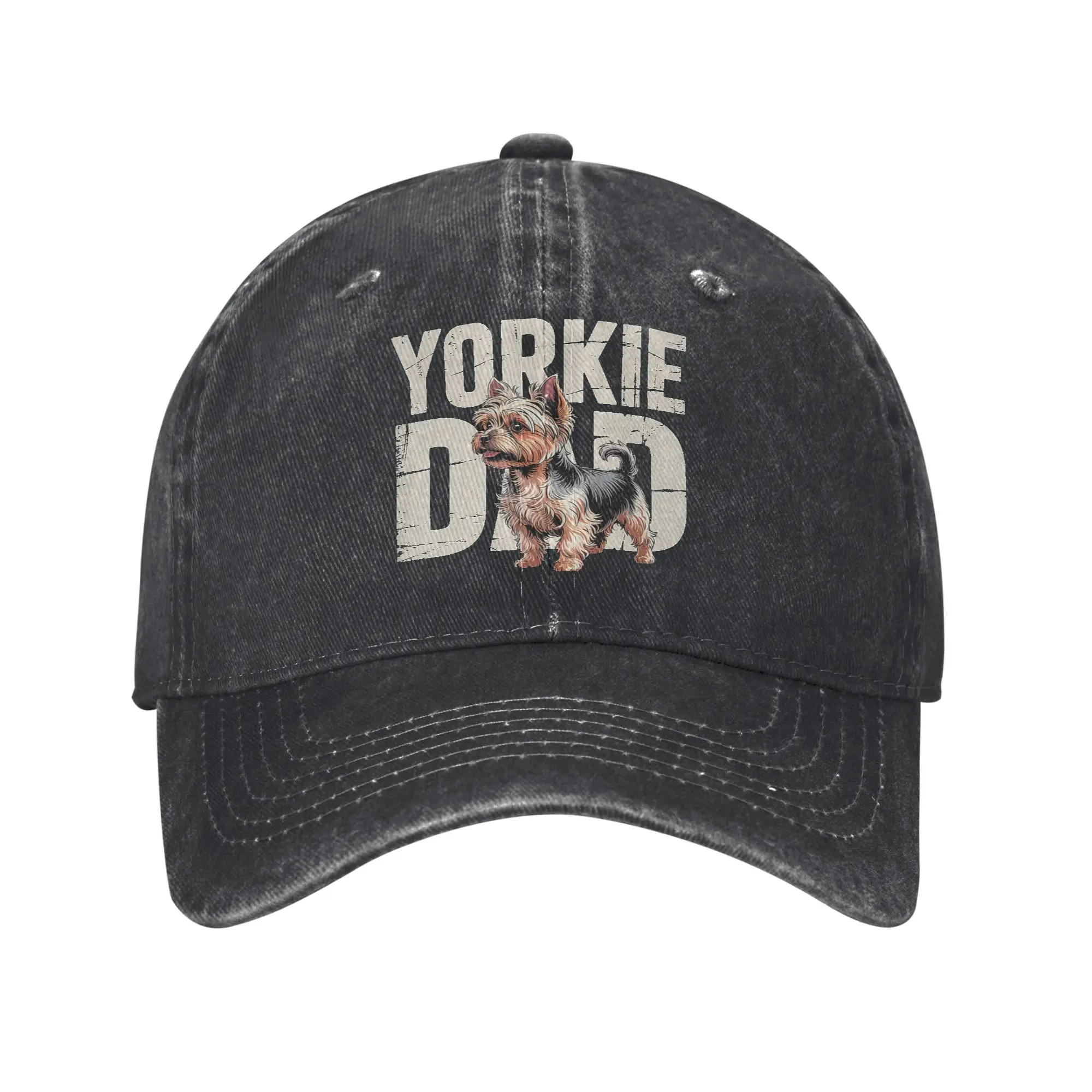Yorkie Dad Father's Day Men Women Baseball Caps Yorkshire Terrier Dog Dad Distressed Denim Caps Hat Retro Outdoor Snapback Hat