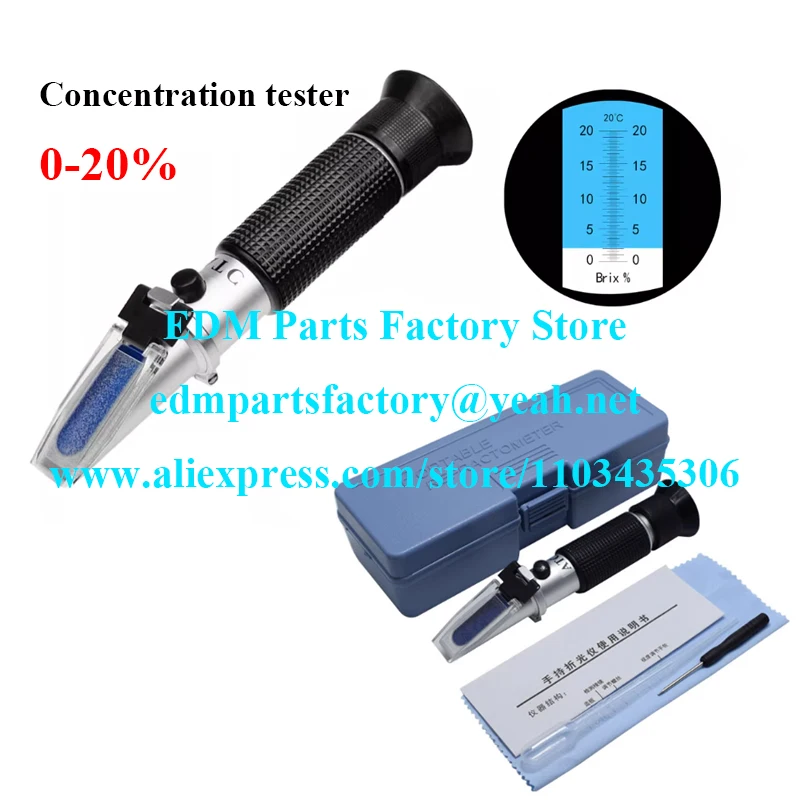 

Concentration tester 0-20%, High precision cutting fluid emulsion concentration detector, portable handheld refractometer