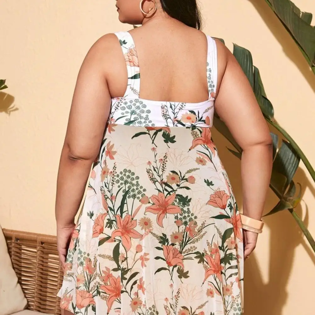 Dames plus size eendelig badpak buikcontrole zwemjurk rokini cover-up badmode badpakken bedrukte elegante strandkleding