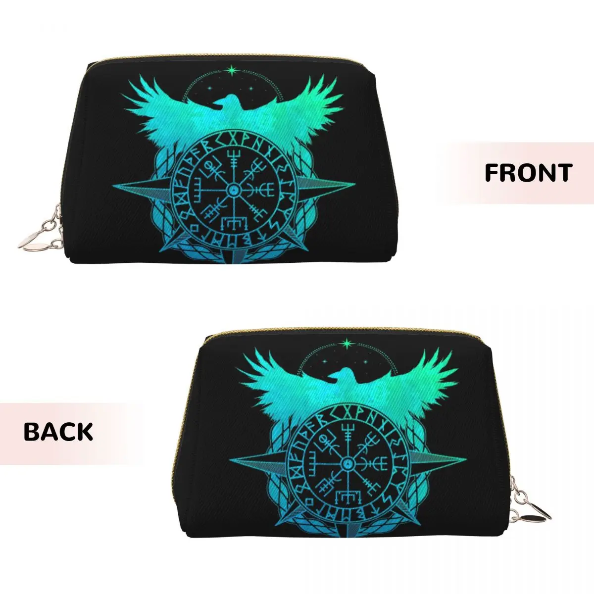 Mystic Symbols Devil And Vegvisir Gothic Pentagram And Viking Compass Women Cosmetic Bags Travel Makeup Organizer Pouch